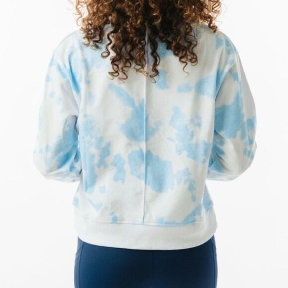 ZYIA Women's Heaven Hendrix Sweatshirt Pullover LARGE Crew Blue White Tie Dye - Picture 4 of 12